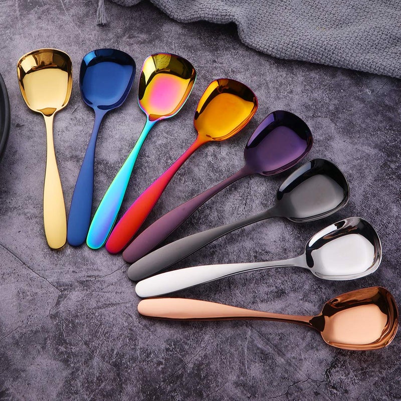 DOBUYOO Stianless Steel Soup Spoon, Table Spoon, Set of 8 (multicolor) - Image 5